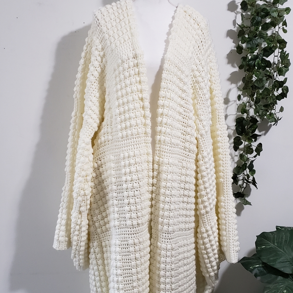 Upcycled Crochet Blanket Fringe Cardigan